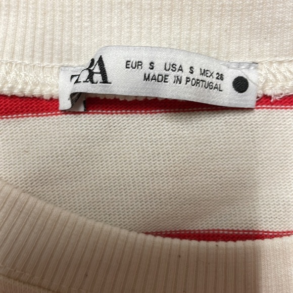 Zara women red striped short sleeve tee - size Small (oversized) - Picture 2 of 3